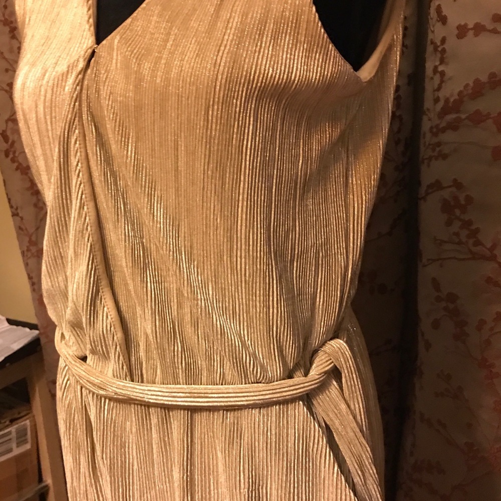 NY Collection - Gold Plunging Neck Jumpsuit